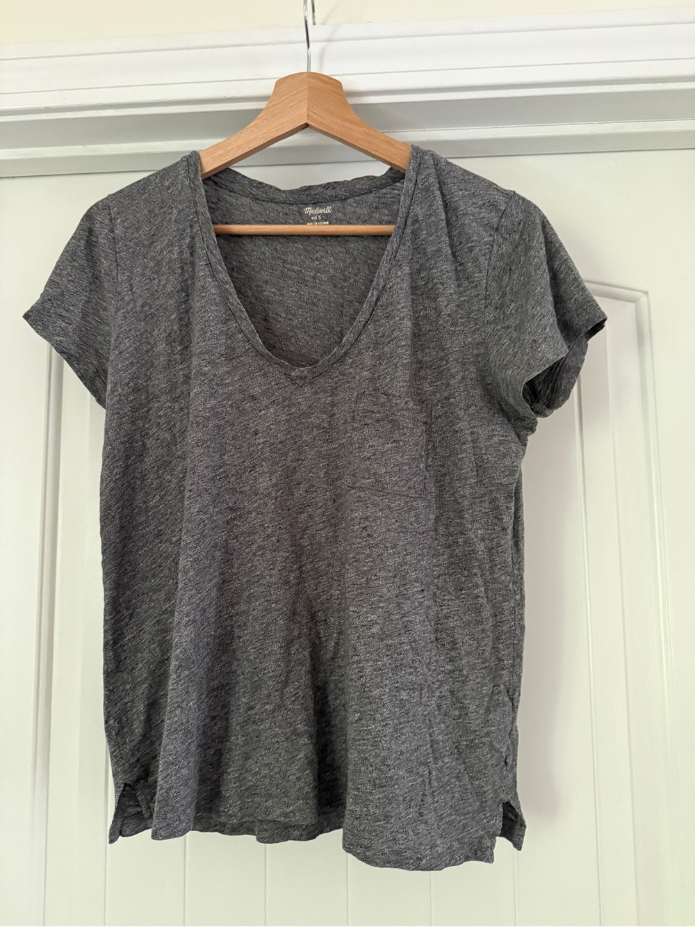Madewell Heather Gray Short Sleeve V-Neck Tee